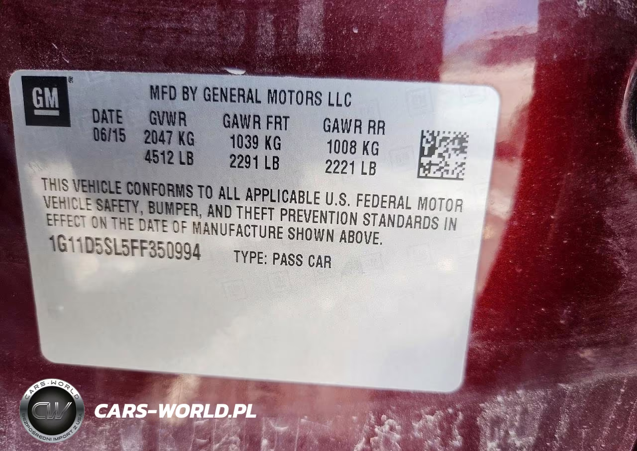 2015 Chevrolet Malibu 2Lt VIN:1G11D5SL5FF350994 - 12