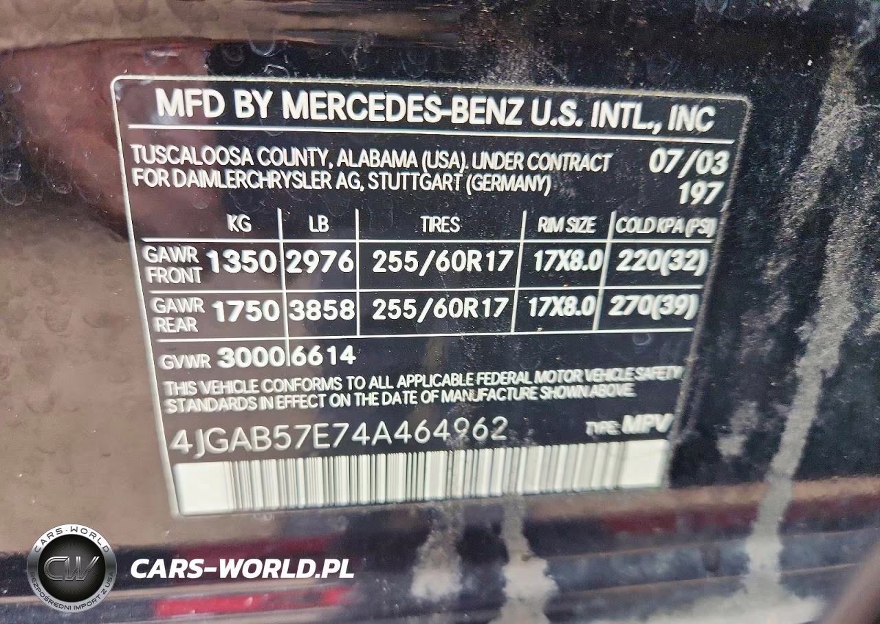 2004 Mercedes-Benz Ml 350 VIN:4JGAB57E74A464962 - 12