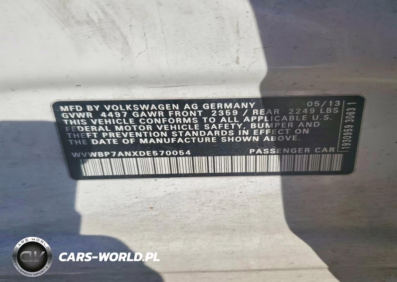 2013 Volkswagen Cc Sport VIN:WVWBP7ANXDE570054 - 13