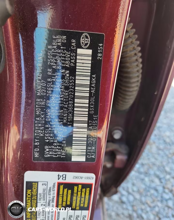 2007 Toyota Avalon Xls VIN:4T1BK36B87U232552 - 12