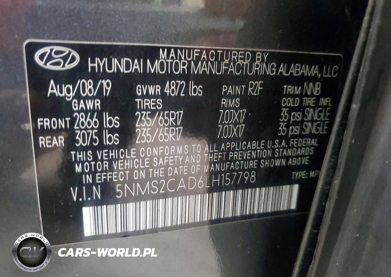 2020 Hyundai Santa Fe Se VIN:5NMS2CAD6LH157798 - 12