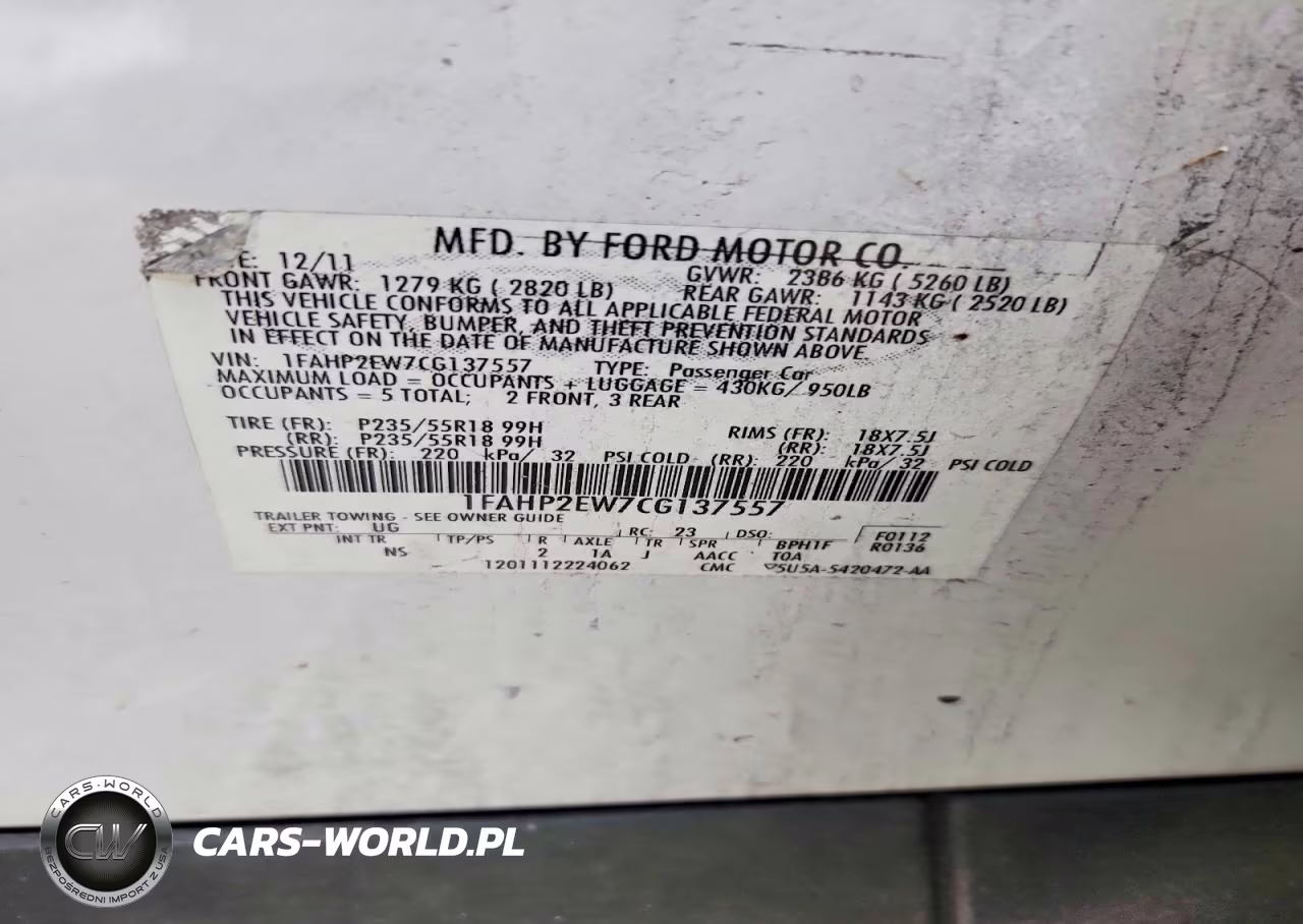 2012 Ford Taurus Sel VIN:1FAHP2EW7CG137557 - 12