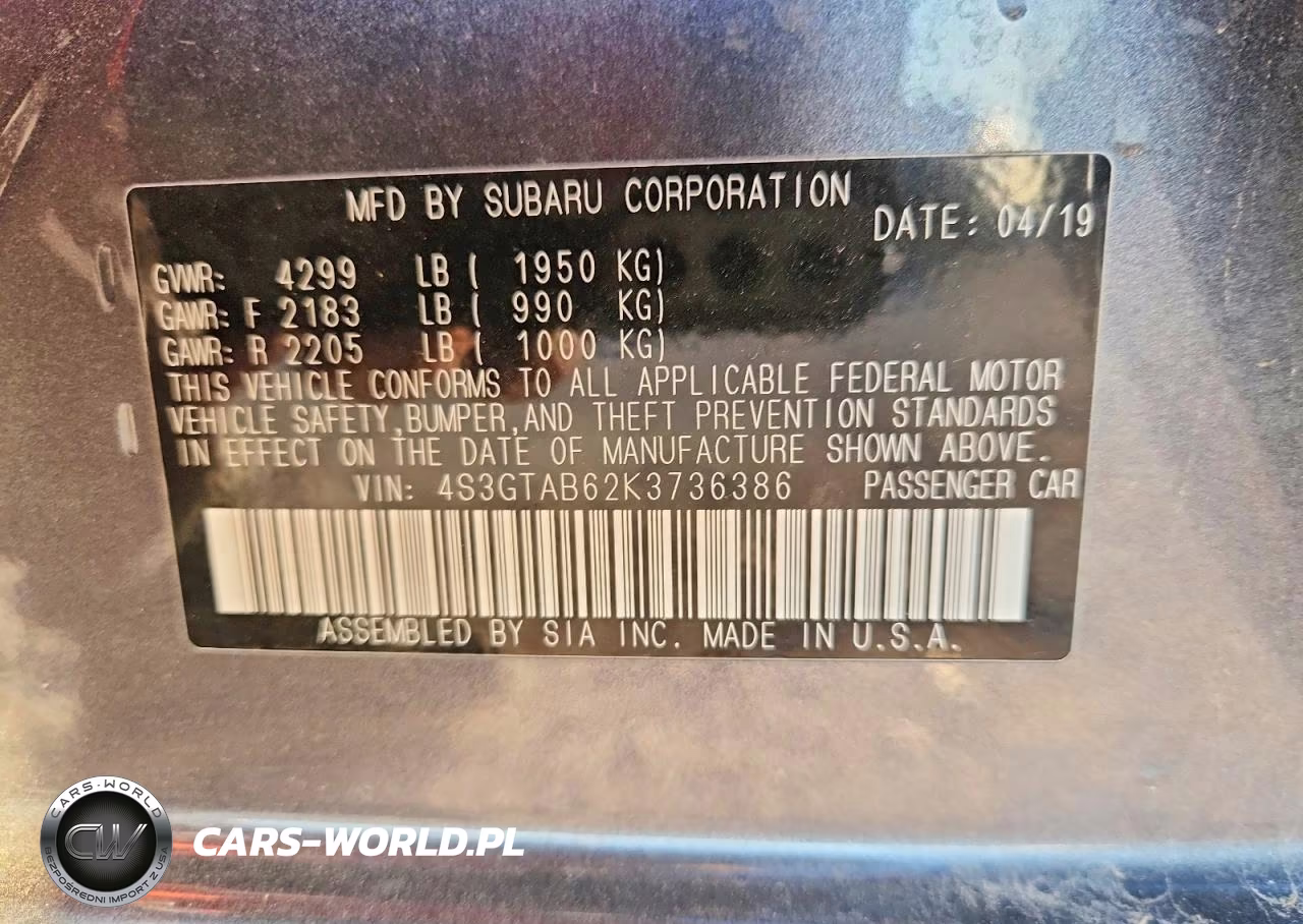 2019 Subaru Impreza VIN:4S3GTAB62K3736386 - 13