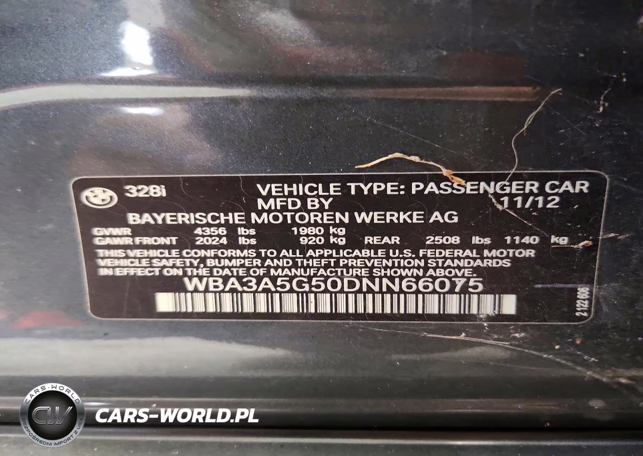 2013 BMW 328 I VIN:WBA3A5G50DNN66075 - 12