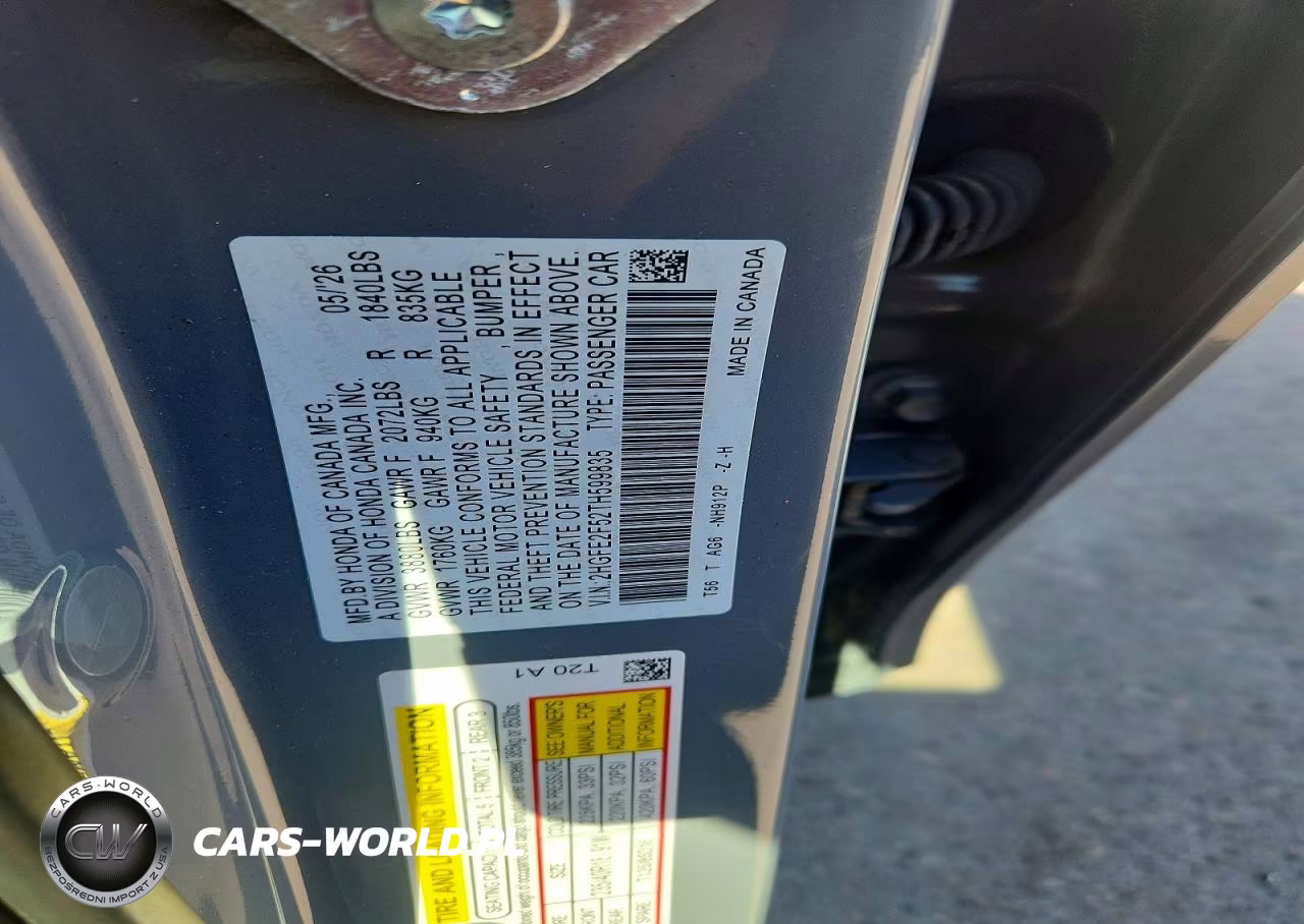 2026 Honda Civic Sport VIN:2HGFE2F52TH599835 - 13