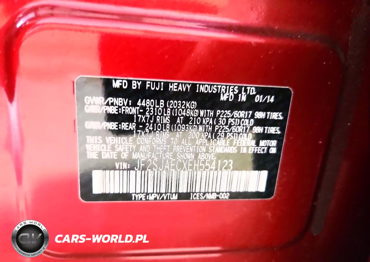 2014 Subaru Forester 2.5I Premium VIN:JF2SJAECXEH554123 - 13
