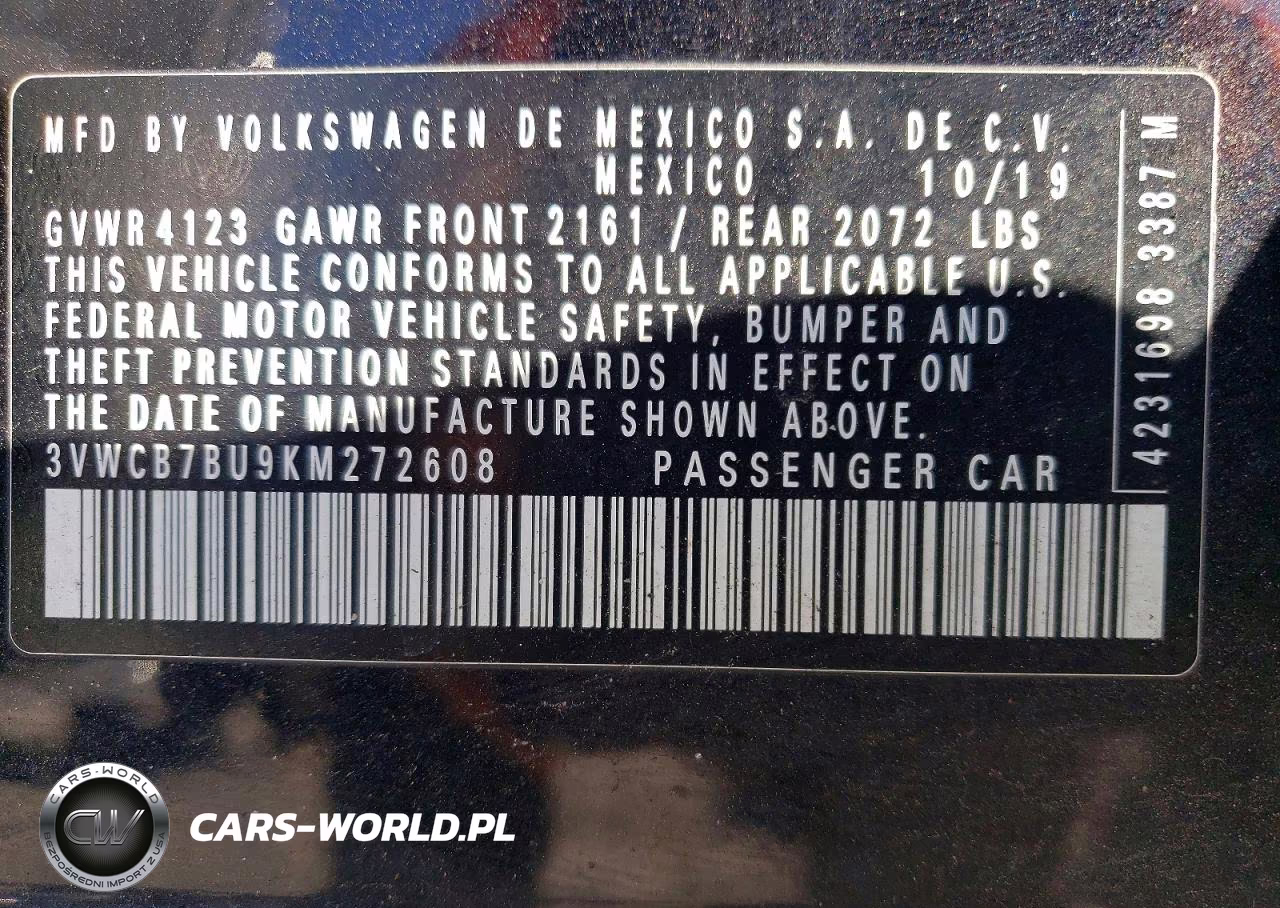 2019 Volkswagen Jetta S VIN:3VWCB7BU9KM272608 - 12
