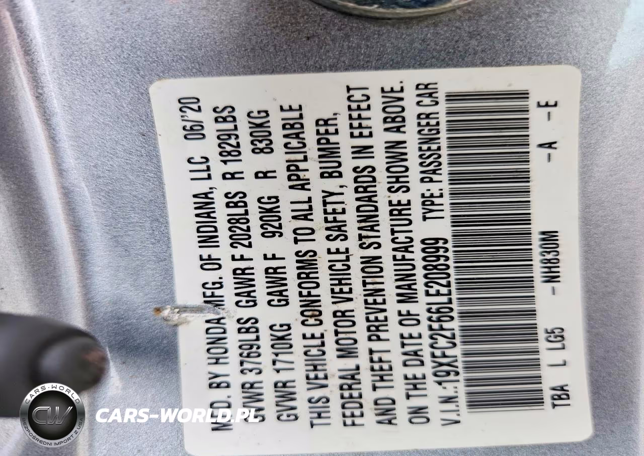2020 Honda Civic Lx VIN:19XFC2F66LE208999 - 12