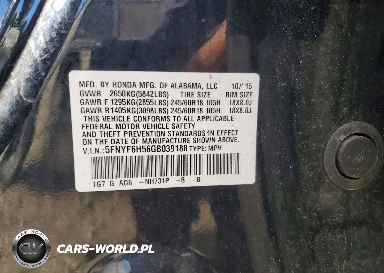 2016 Honda Pilot Exl VIN:5FNYF6H56GB039188 - 13