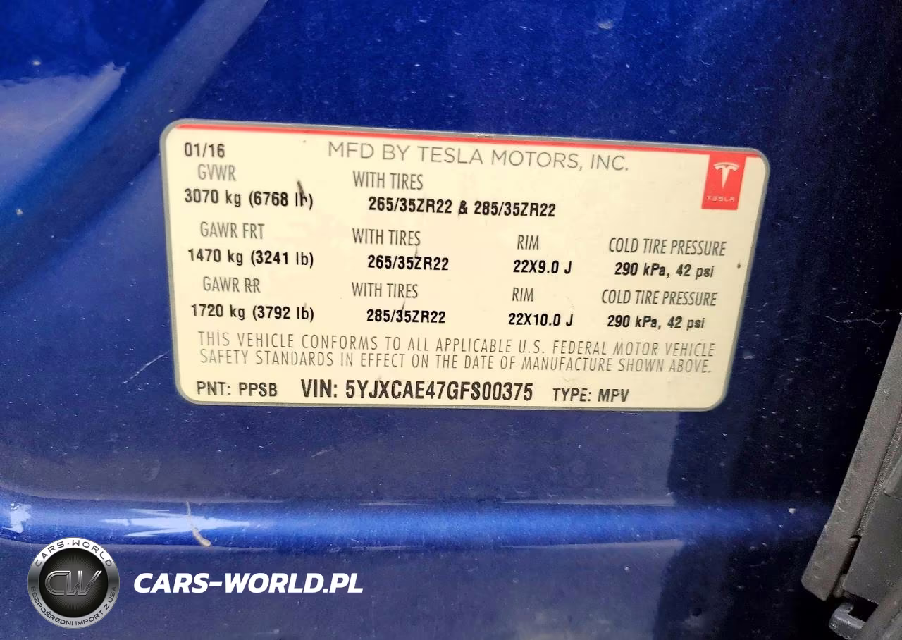 2016 Tesla Model X VIN:5YJXCAE47GFS00375 - 14