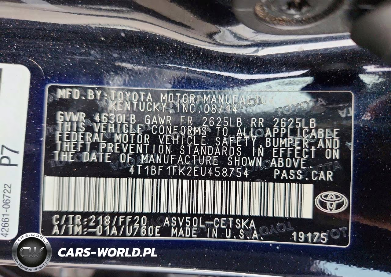 2014 Toyota Camry Se VIN:4T1BF1FK2EU458754 - 12