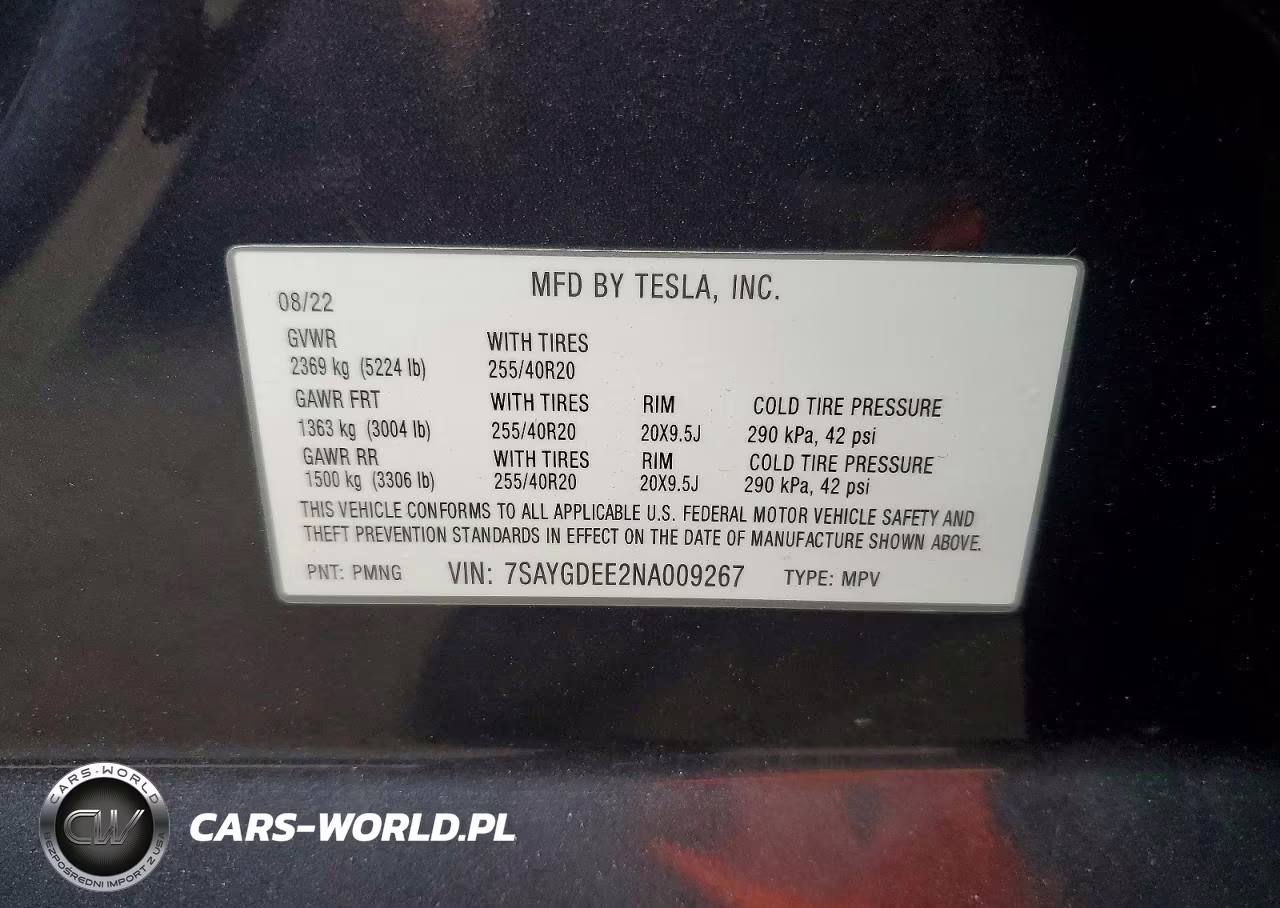 2022 Tesla Model Y VIN:7SAYGDEE2NA009267 - 12
