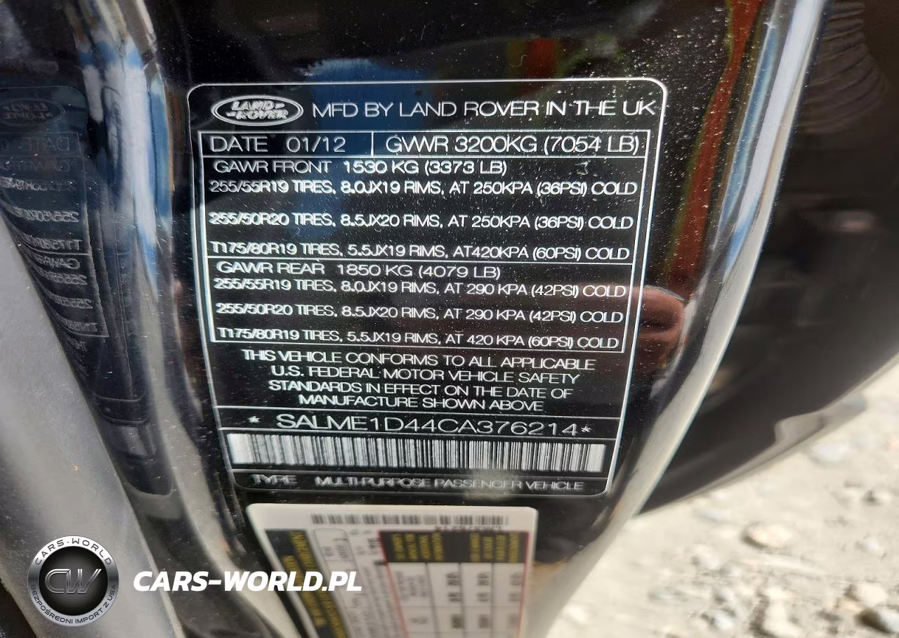 2012 Land Rover Range Rover Hse VIN:SALME1D44CA376214 - 13