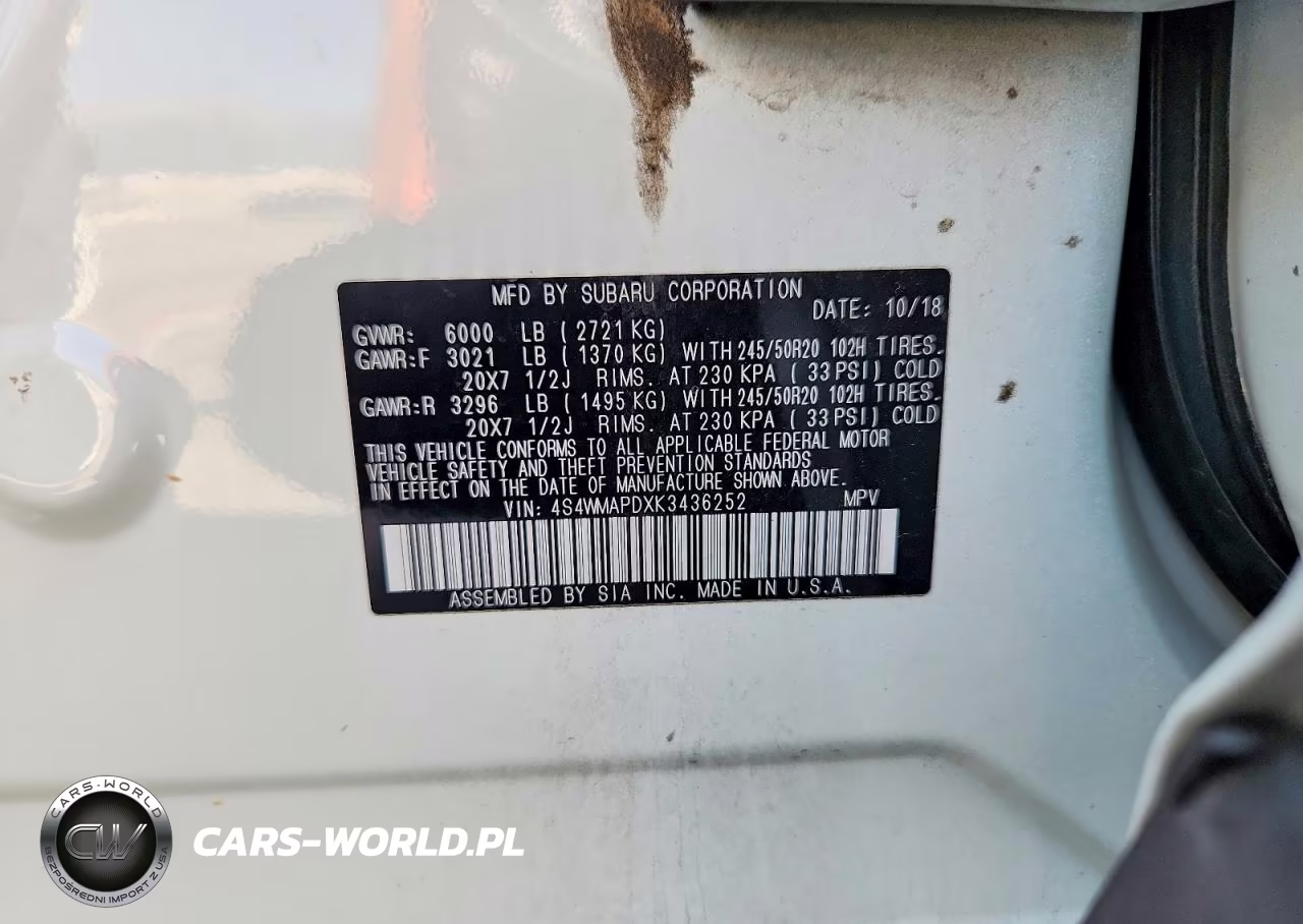 2019 Subaru Ascent Limited VIN:4S4WMAPDXK3436252 - 13