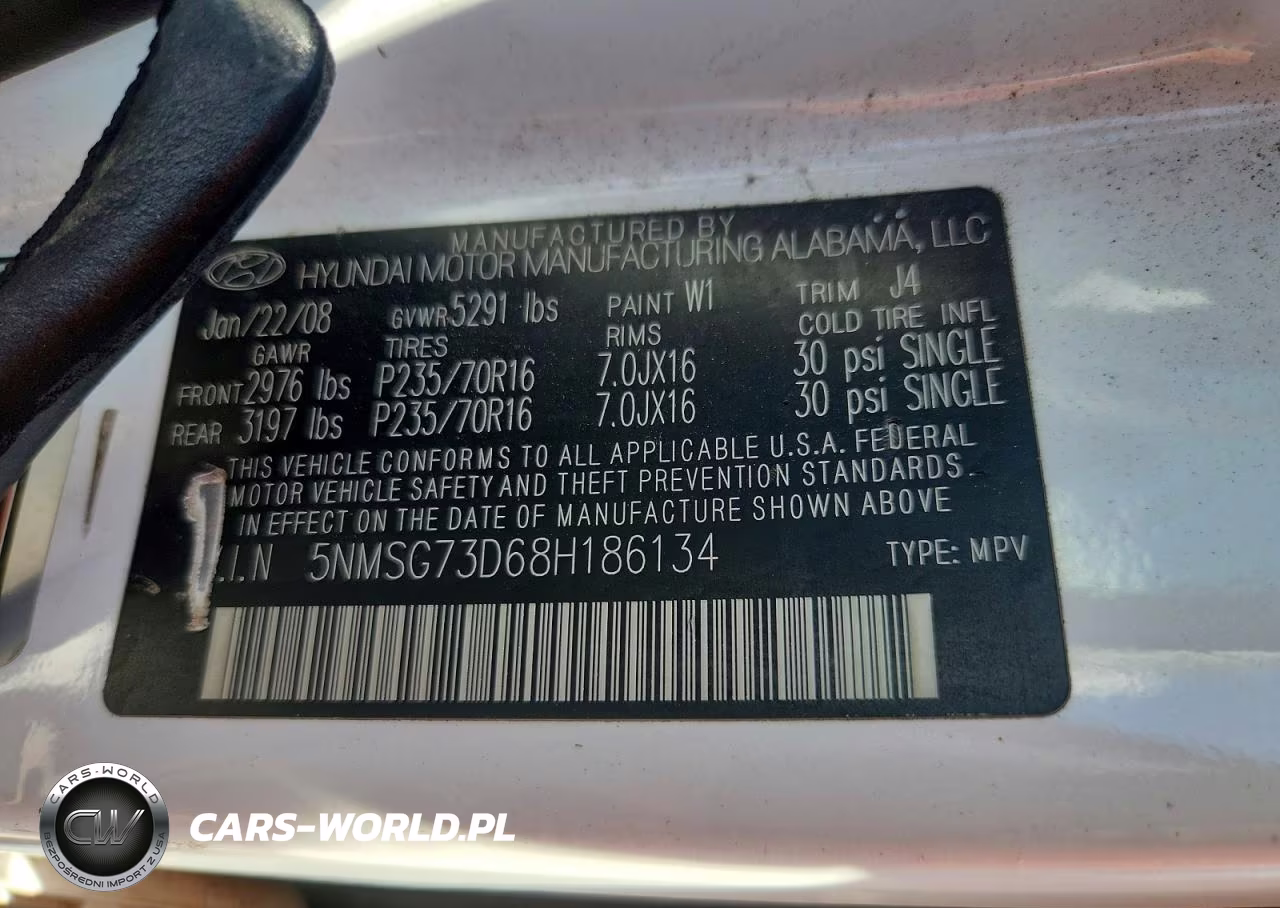 2008 Hyundai Santa Fe Gls VIN:5NMSG73D68H186134 - 13