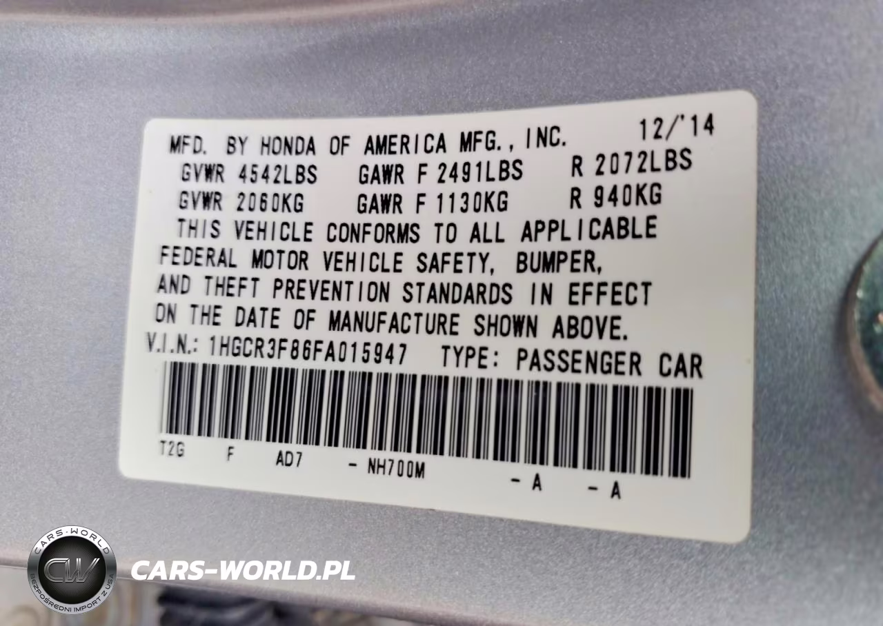 2015 Honda Accord Exl VIN:1HGCR3F86FA015947 - 12