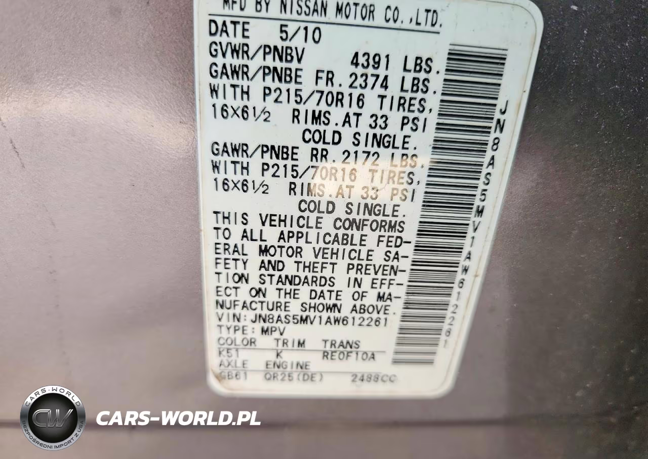 2010 Nissan Rogue Sport S VIN:JN8AS5MV1AW612261 - 13