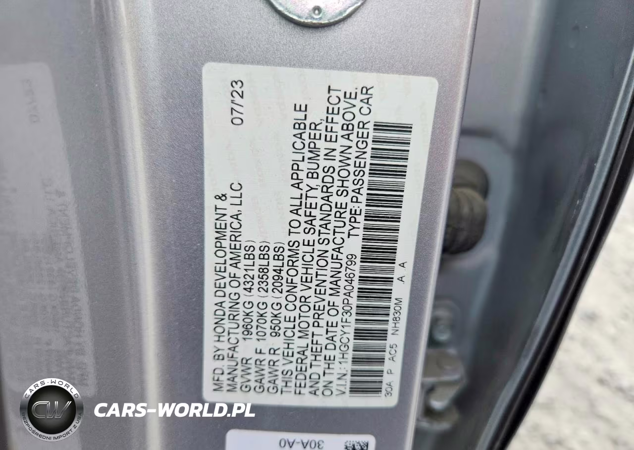 2023 Honda Accord Ex VIN:1HGCY1F30PA046799 - 12