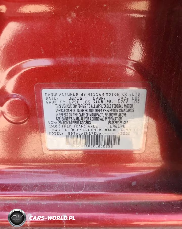 2019 Nissan Versa S Plus VIN:3N1CN7AP5KL800353 - 13