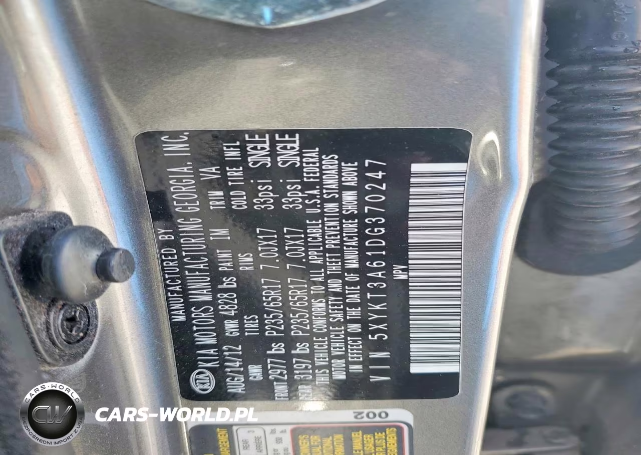2013 Kia Sorento Lx VIN:5XYKT3A61DG370247 - 12