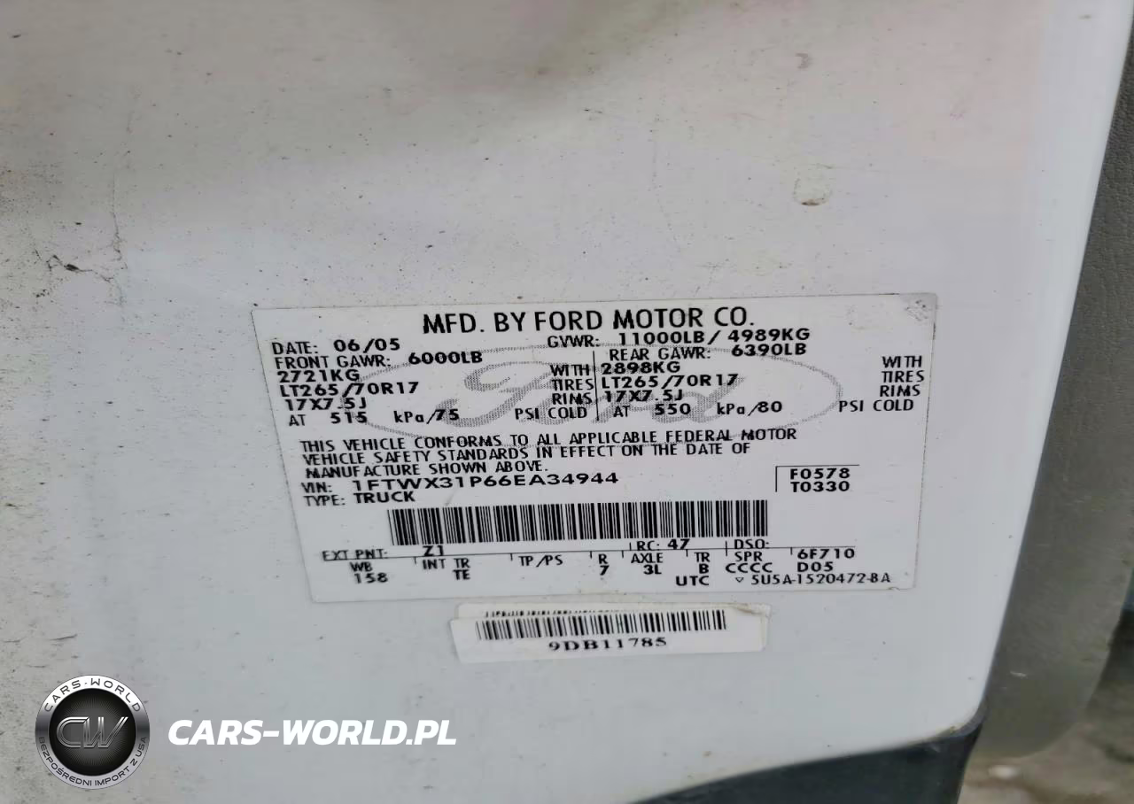 2006 Ford F350 Srw Super Duty VIN:1FTWX31P66EA34944 - 12