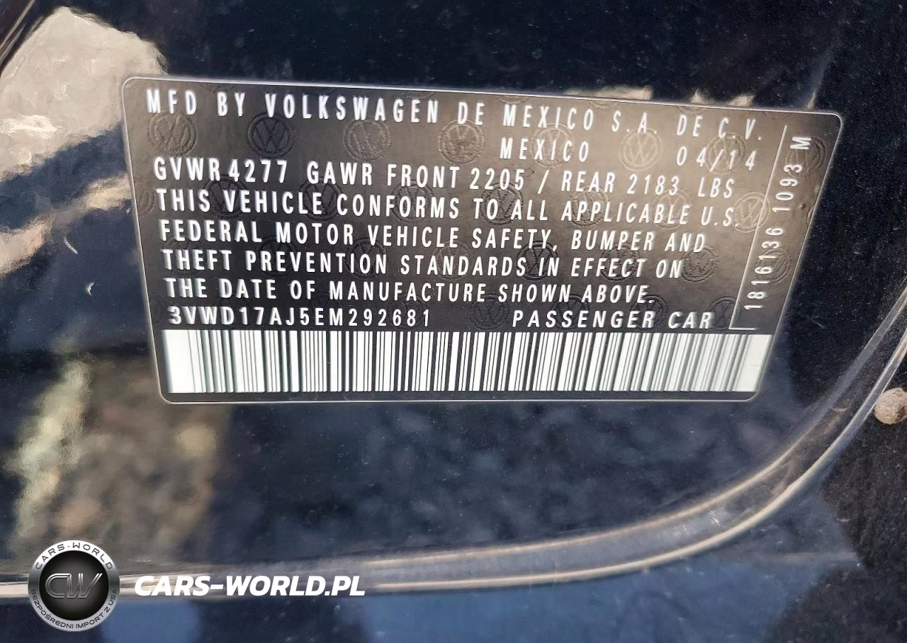 2014 Volkswagen Jetta Se VIN:3VWD17AJ5EM292681 - 12