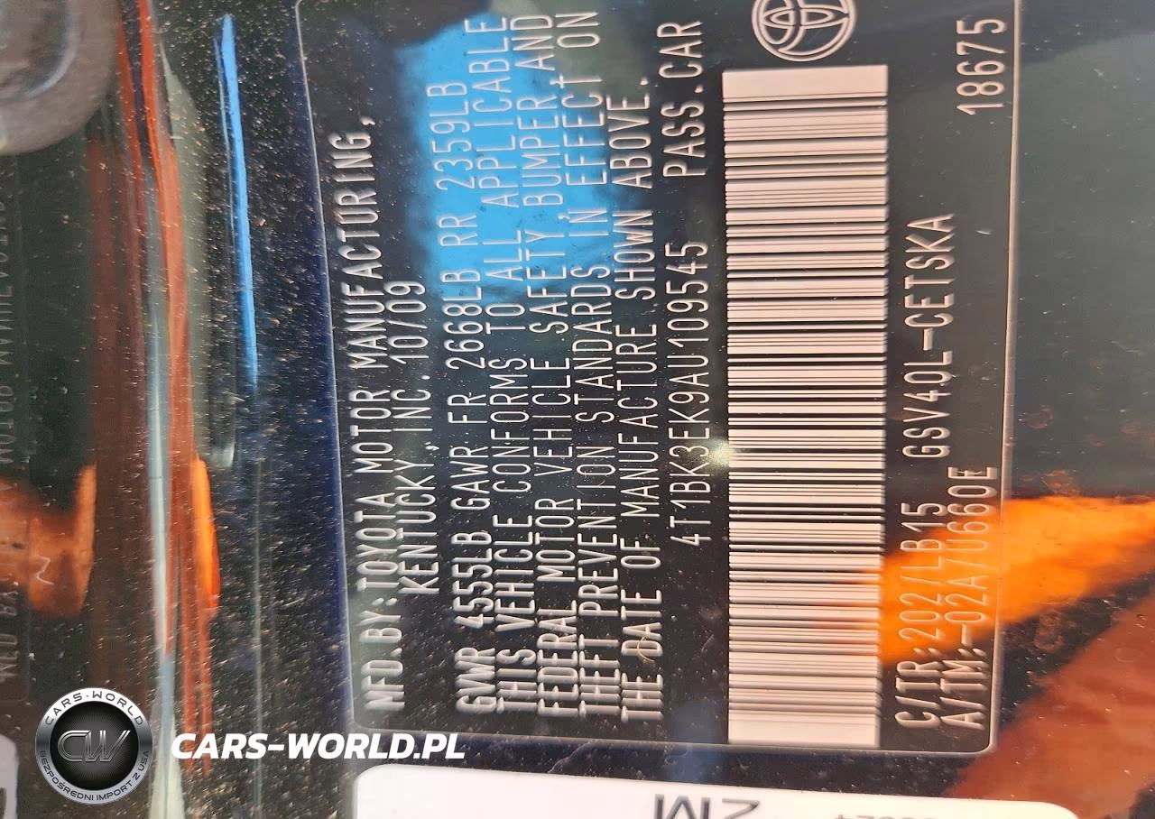 2010 Toyota Camry Se V6 VIN:4T1BK3EK9AU109545 - 12