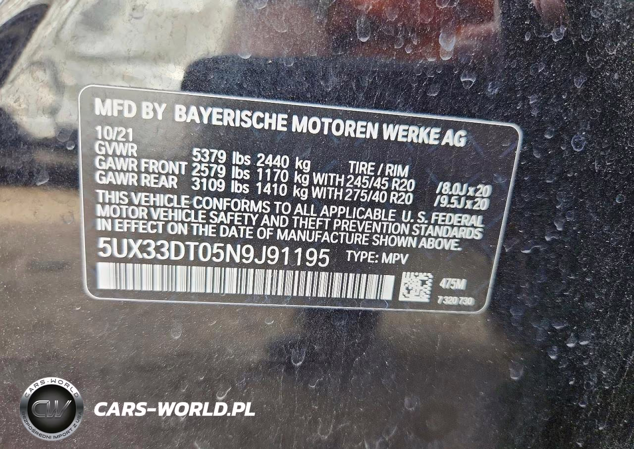 2022 BMW X4 xDrive30I VIN:5UX33DT05N9J91195 - 13