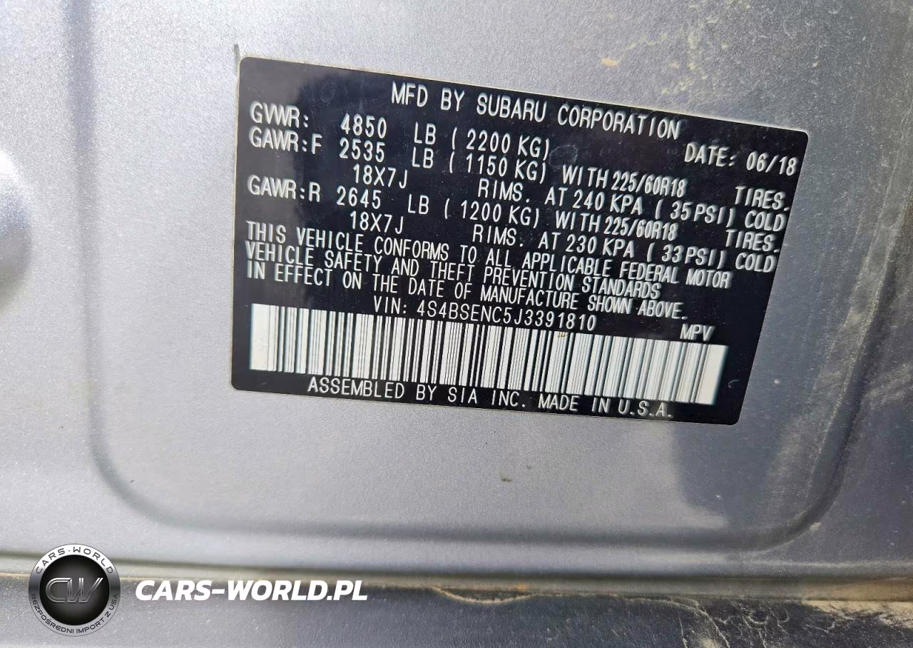 2018 Subaru Outback 3.6R Limited VIN:4S4BSENC5J3391810 - 14