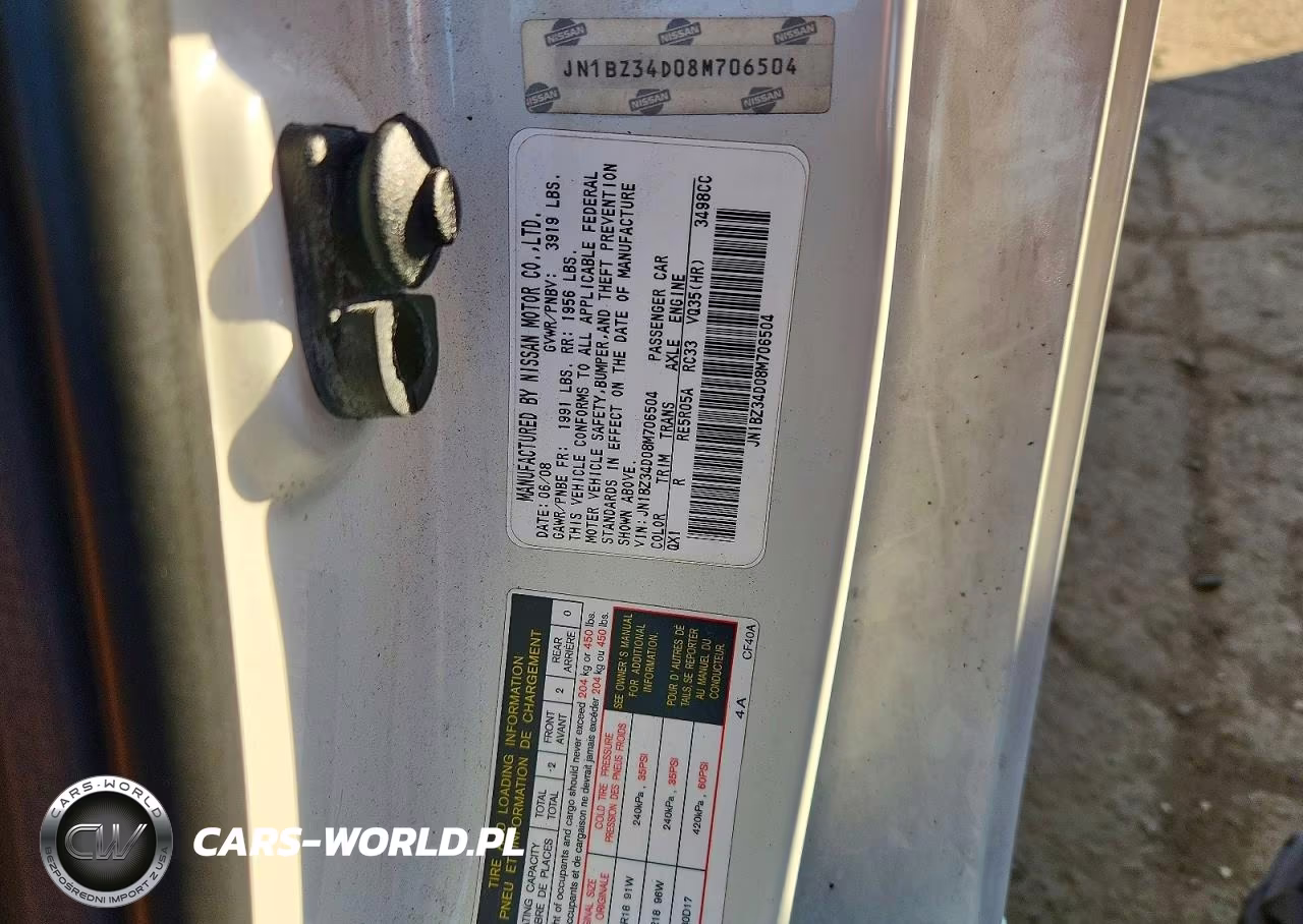 2008 Nissan 350Z Base VIN:JN1BZ34D08M706504 - 12
