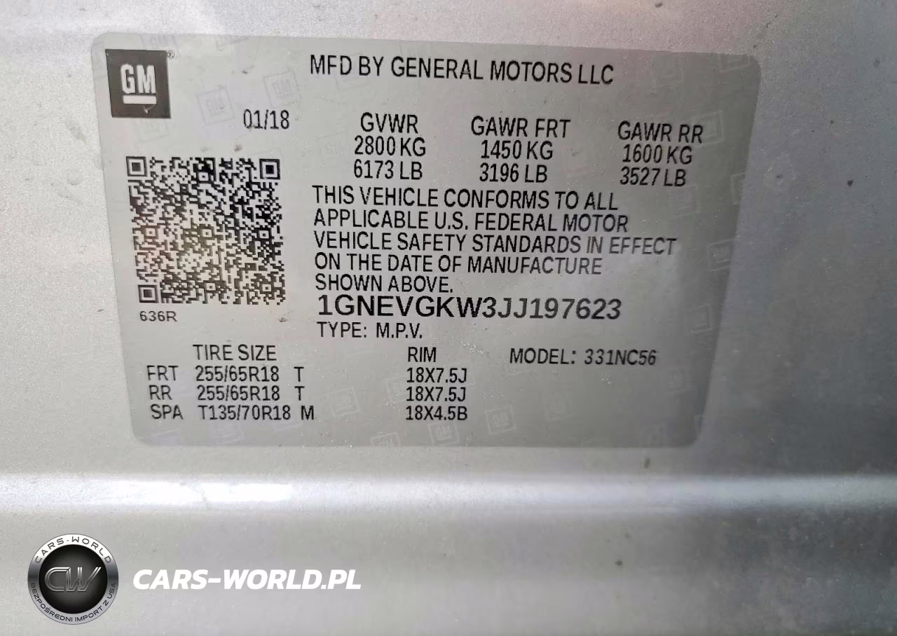 2018 Chevrolet Traverse VIN:1GNEVGKW3JJ197623 - 12