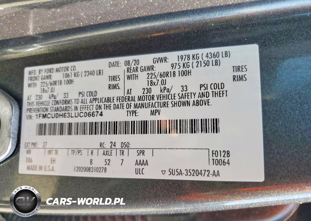2020 Ford Escape Sel VIN:1FMCU0H63LUC06674 - 13