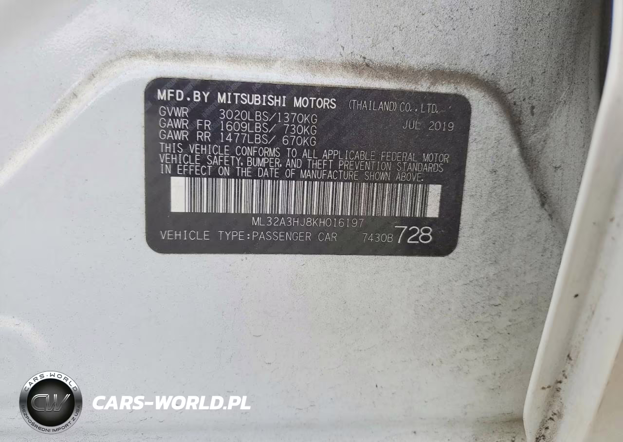 2019 Mitsubishi Mirage Es VIN:ML32A3HJ8KH016197 - 12