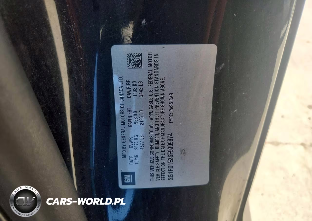 2015 Chevrolet Camaro VIN:2G1FD1E36F9309874 - 12