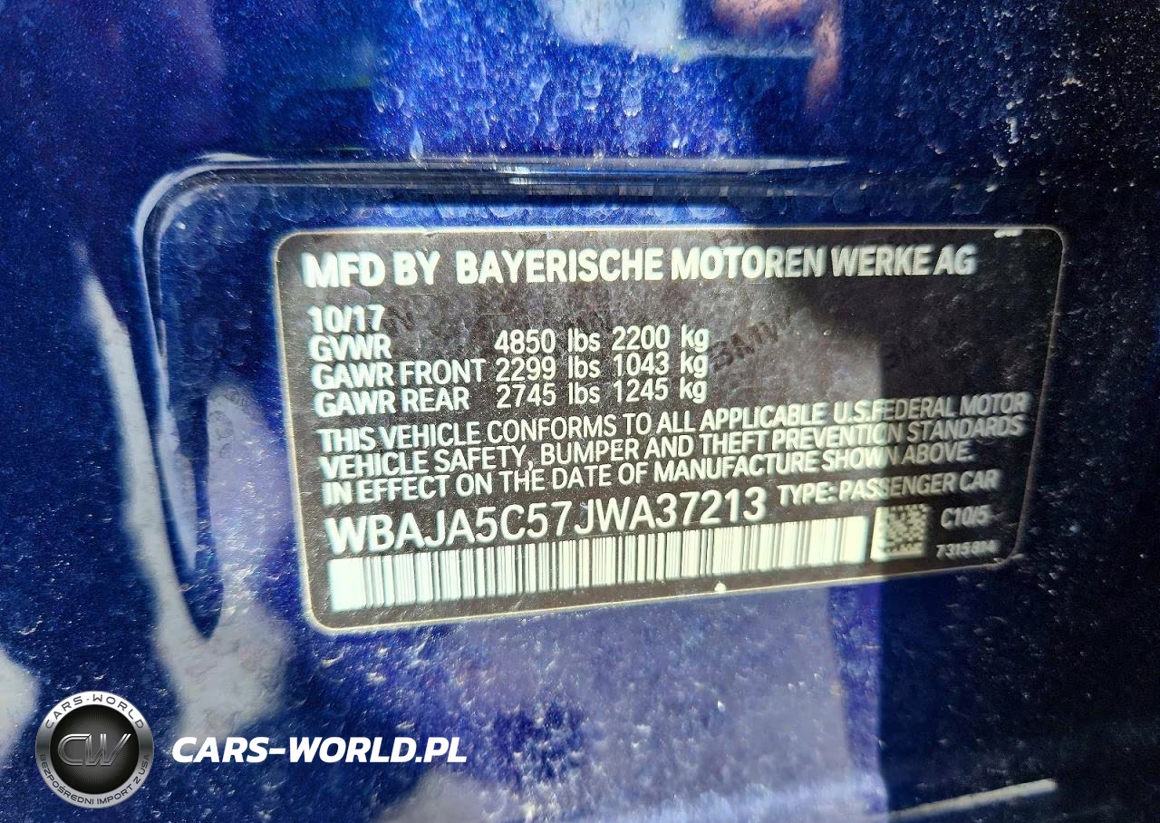 2018 BMW 530 I VIN:WBAJA5C57JWA37213 - 13