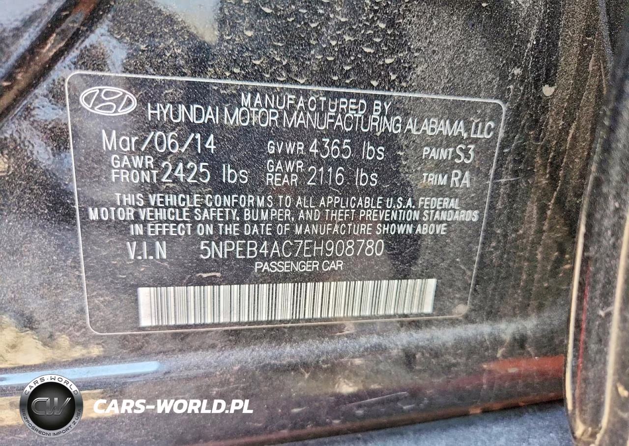 2014 Hyundai Sonata Gls VIN:5NPEB4AC7EH908780 - 12