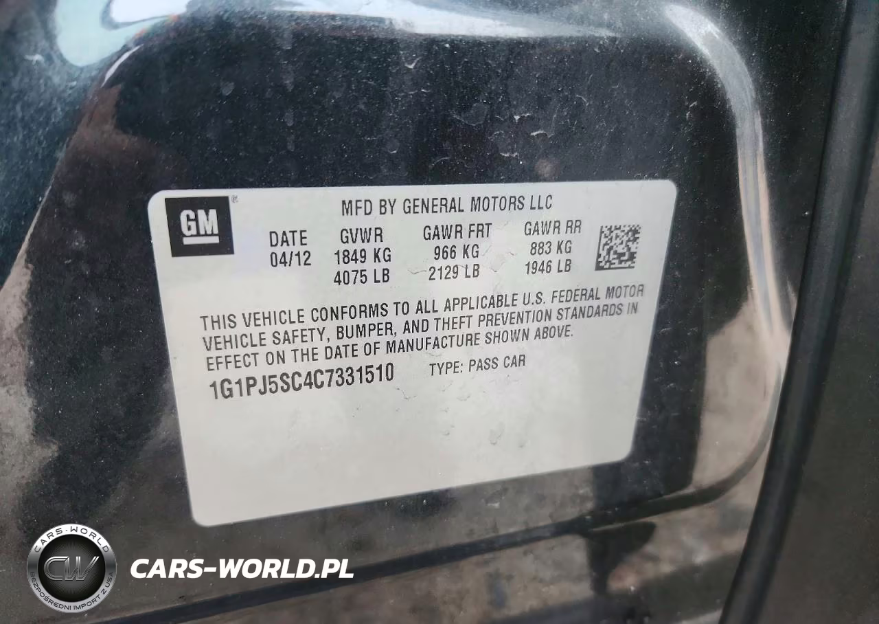 2012 Chevrolet Cruze Eco VIN:1G1PJ5SC4C7331510 - 13