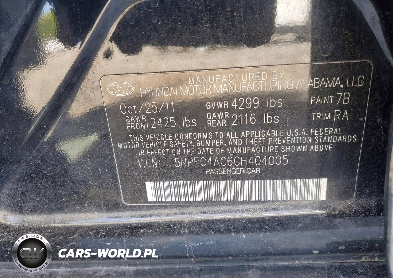 2012 Hyundai Sonata Limited VIN:5NPEC4AC6CH404005 - 12