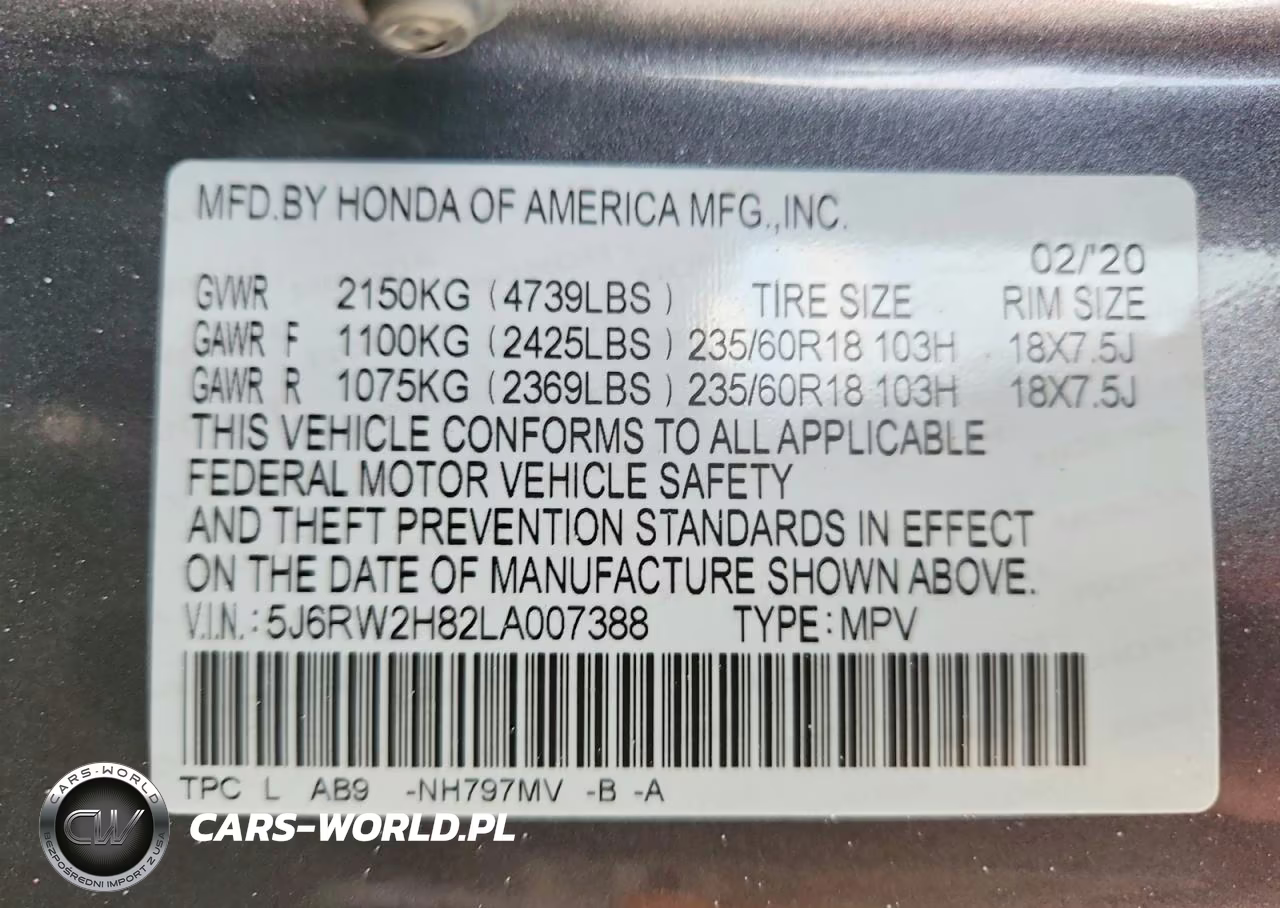2020 Honda Cr-V Exl VIN:5J6RW2H82LA007388 - 13
