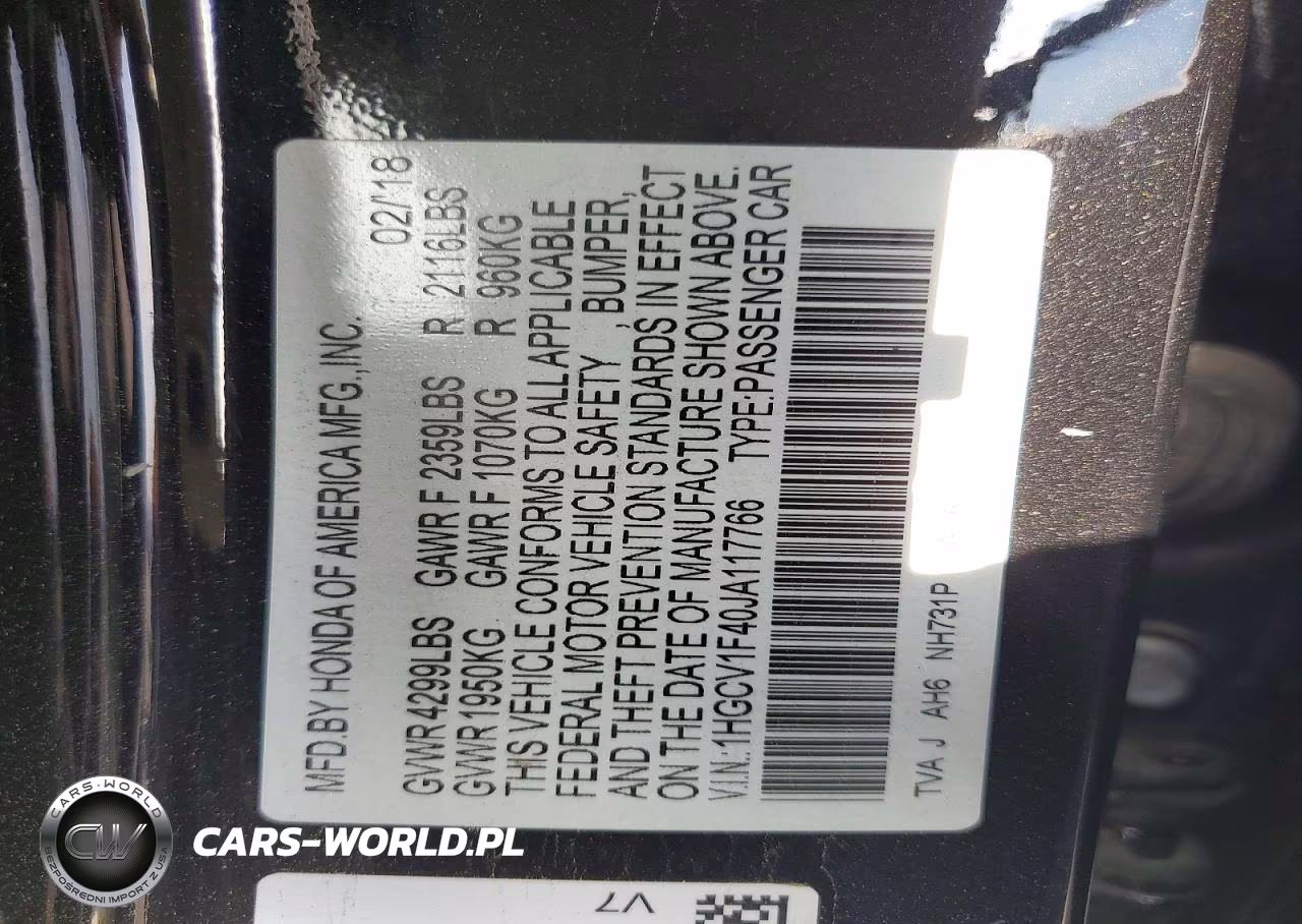 2018 Honda Accord Ex VIN:1HGCV1F40JA117766 - 12
