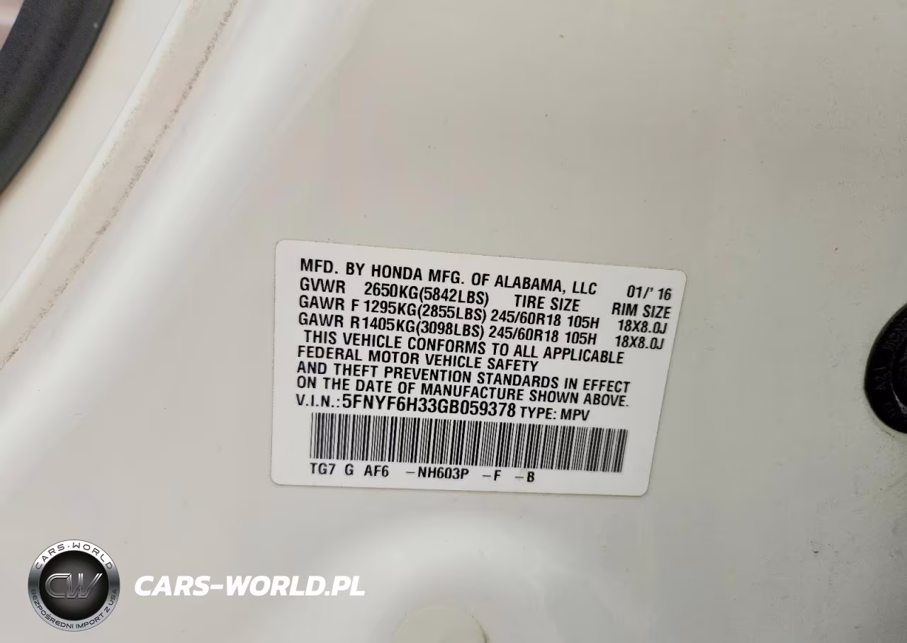 2016 Honda Pilot Ex VIN:5FNYF6H33GB059378 - 12