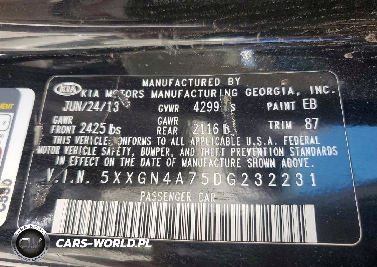 2013 Kia Optima Ex VIN:5XXGN4A75DG232231 - 12