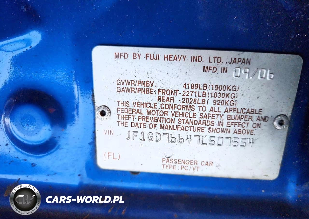 2007 Subaru Impreza Wrx Sti VIN:JF1GD76647L507554 - 12