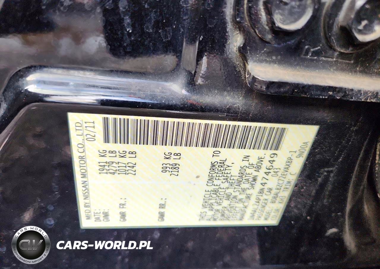 2011 Nissan Altima 2.5 VIN:1N4AL2AP1BN474649 - 12