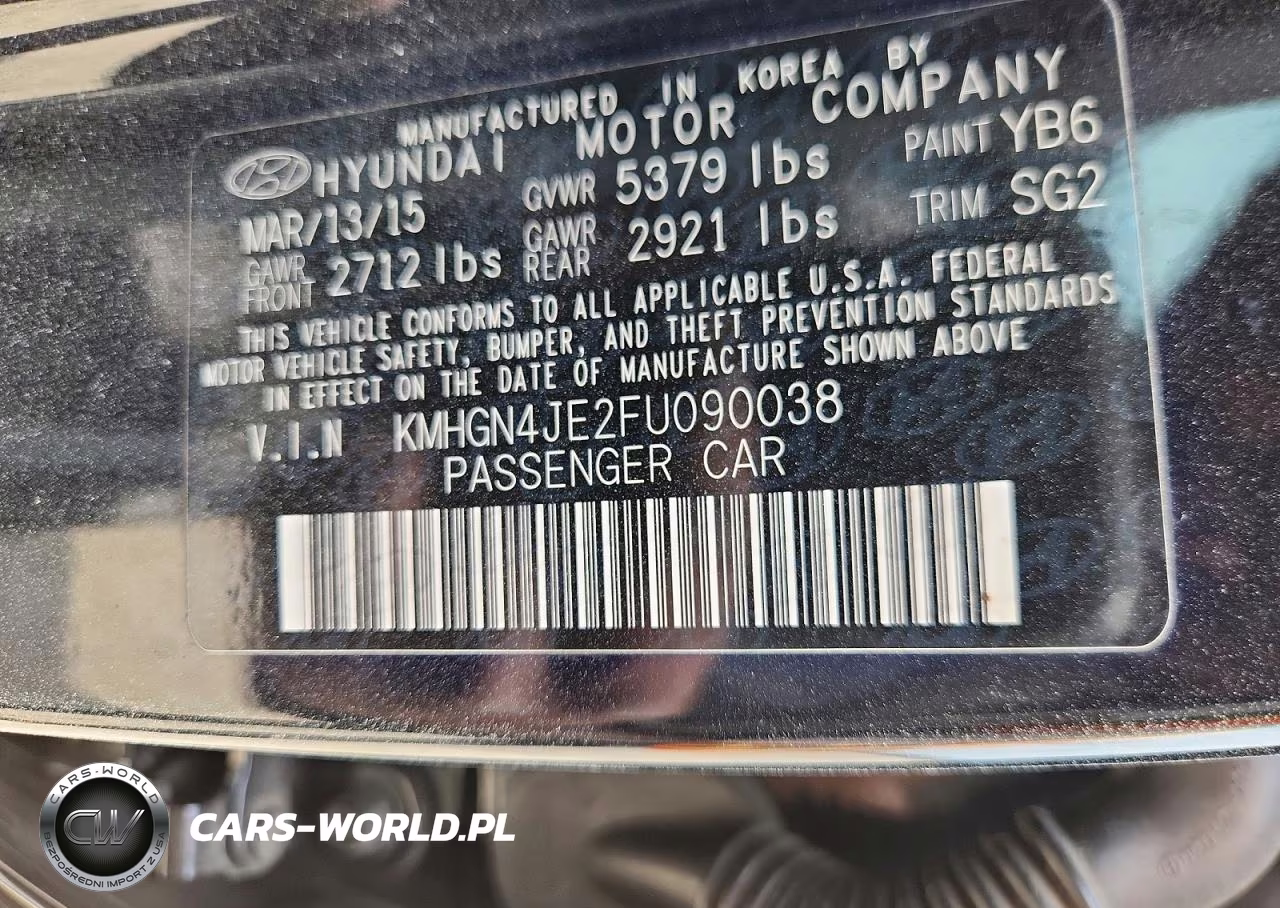 2015 Hyundai Genesis 3.8L VIN:KMHGN4JE2FU090038 - 13