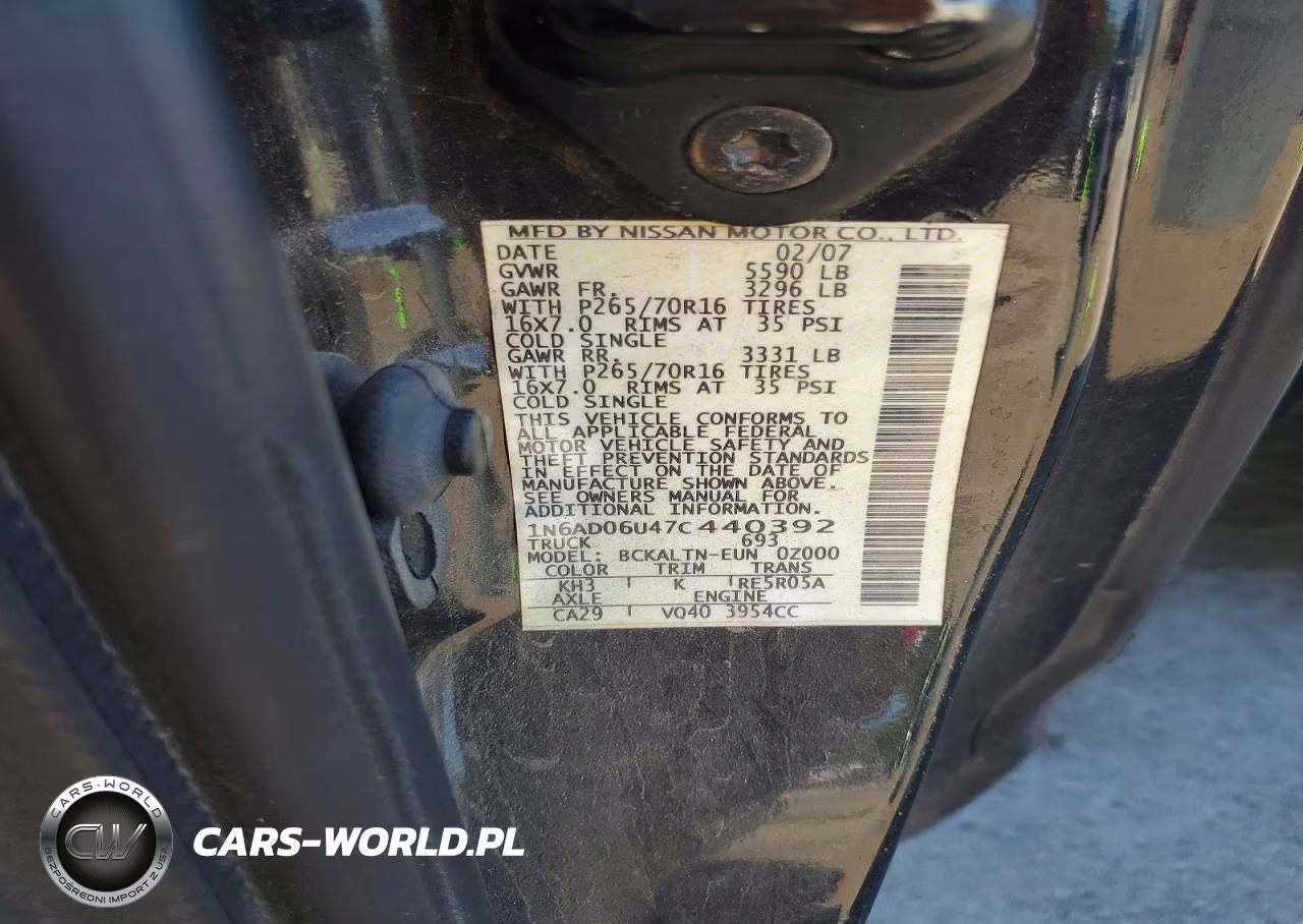 2007 Nissan Frontier Se VIN:1N6AD06U47C440392 - 12