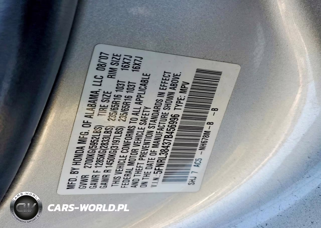 2007 Honda Odyssey Ex VIN:5FNRL38437B456996 - 13
