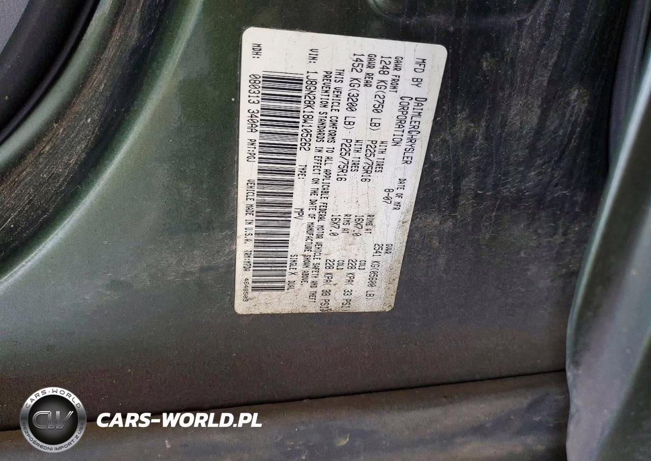 2008 Jeep Liberty Sport VIN:1J8GN28K18W105262 - 13
