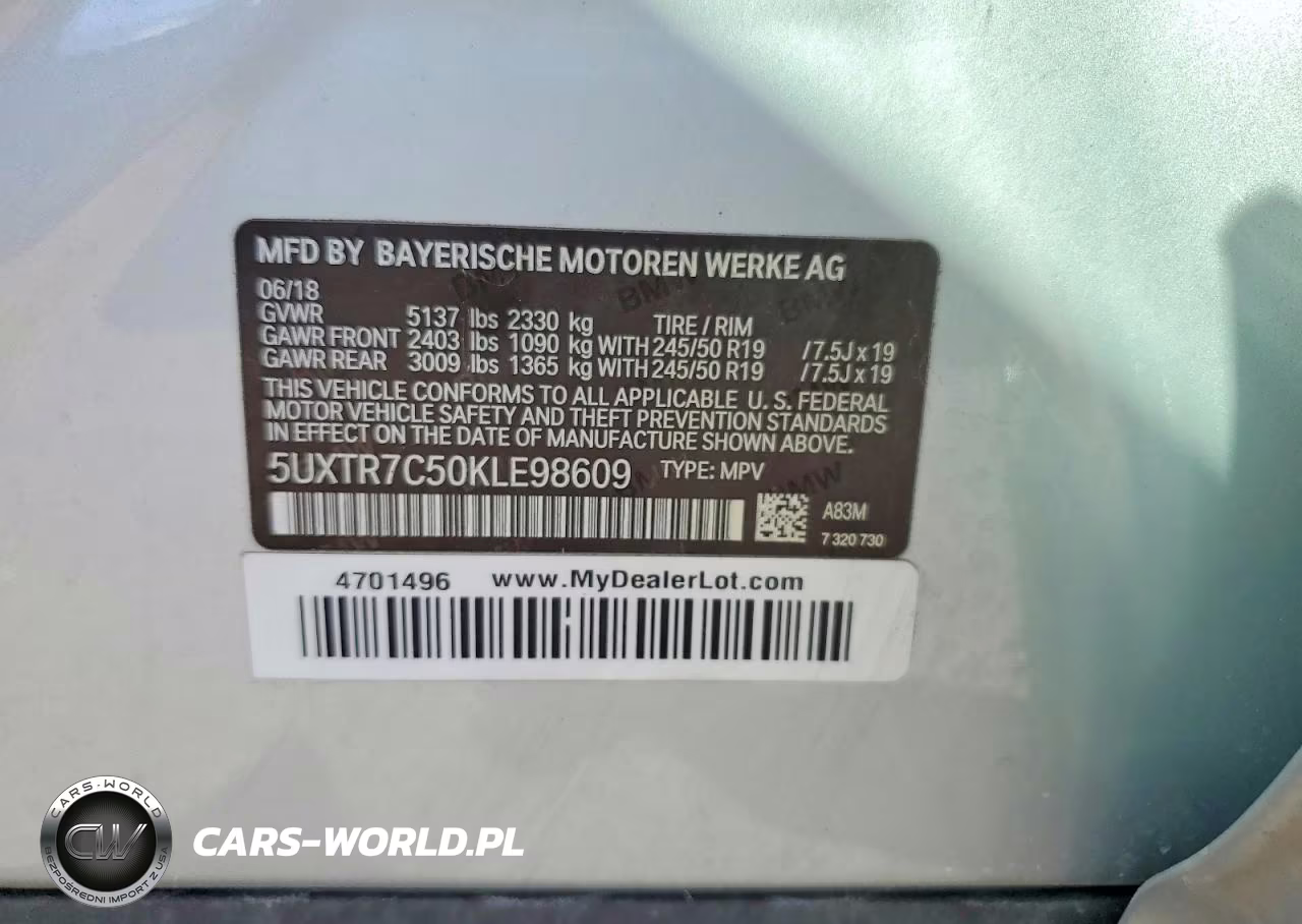 2019 BMW X3 Sdrive30I VIN:5UXTR7C50KLE98609 - 13