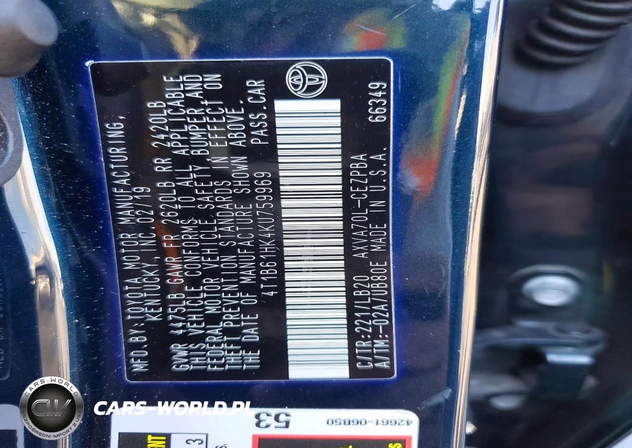 2019 Toyota Camry Xse VIN:4T1B61HK4KU759969 - 12